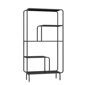 Bogreol Færder stål 145x76x33 cm sort [en.casa]