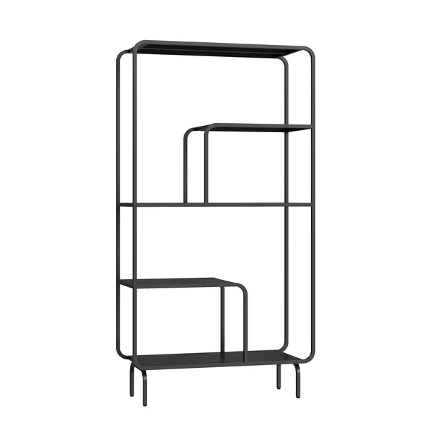 Bogreol Færder stål 145x76x33 cm sort [en.casa]