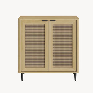 Skænk Lukhomso 83x80x40 cm egetræslook/rattan-look [en.casa]