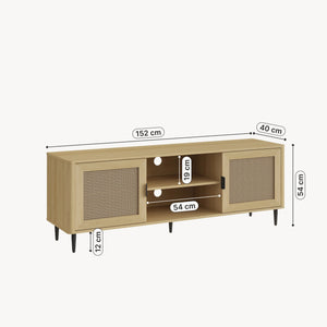 TV-skab Lukhomso 152x40x54 cm egetræslook/rattan-look [en.casa]