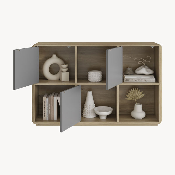 Sideboard Trömi 75x120x30 cm Eg-look/Grå [en.casa]