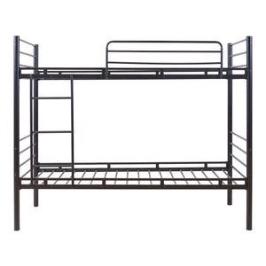 Bevapis køjeseng i metal med 2 madrasser 90x200 cm sort [en.casa]