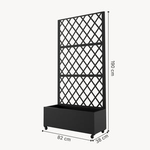 Skillevæg Malja med blomsterkasse i stål 190x82x38 cm sort [casa.pro].