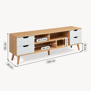 TV-møbel Bordkak 140x30x45 cm egetræslook/hvid [en.casa]