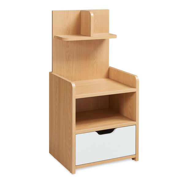 Sengebord Bordkak 75x35x30 cm egetræslook/hvid [en.casa]