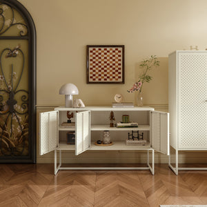 Sideboard Viitasaari 120x40x80 cm stål cremehvid [en.casa]
