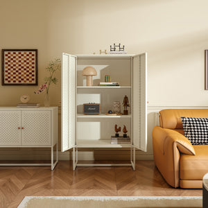 Highboard Viitasaari 150x80x40 cm stål cremehvid [en.casa]