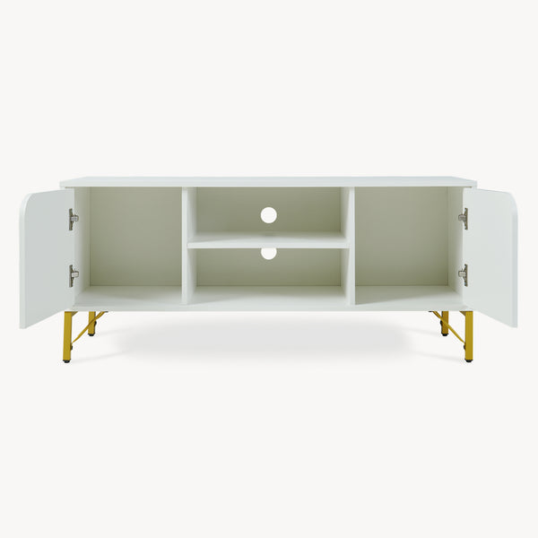 TV-skab Reyri 120x39x52 cm Hvid/Guldfarvet [en.casa]