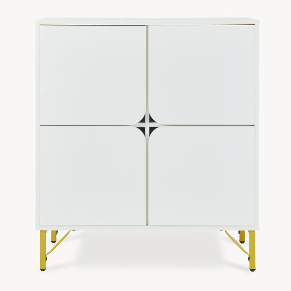 Sideboard Reyri 90x80x35 cm Hvid/Guldfarvet [en.casa]
