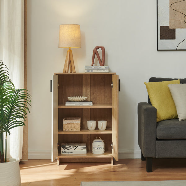 Skab Kenta 90x60x35 cm Sonoma-eg udseende/hvid [en.casa]