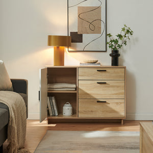Skænk Kenta 100x35x72 cm Sonoma-eg-look/hvid [en.casa]