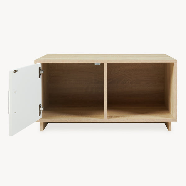 Sofabord Kenta 80x45x40 cm Sonoma-eglook/ hvid [en.casa]
