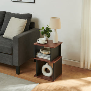 Sidebord Trond 50x33x29 cm Sort/Valnøddetræ-look [en.casa]