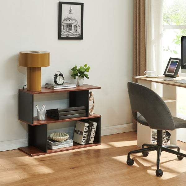 Sidebord Trond 80x29x60 cm Sort/Valnøddetrælook [en.casa]