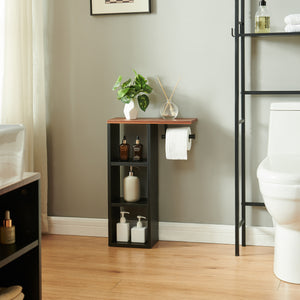 Toiletrulleholder Trond 60x40x16 cm Sort/Valnøddeudseende [en.casa]