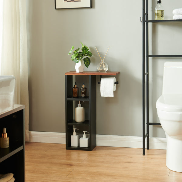 Toiletrulleholder Trond 60x40x16 cm Sort/Valnøddeudseende [en.casa]