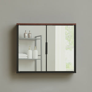 Spejlskab Trond 50x60x15 cm Sort/Valnøddeudseende [en.casa]