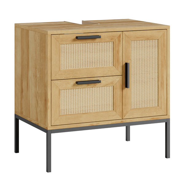 Vaskeskab Marhasa 60x60x40 cm Eg-look/Sort [en.casa]