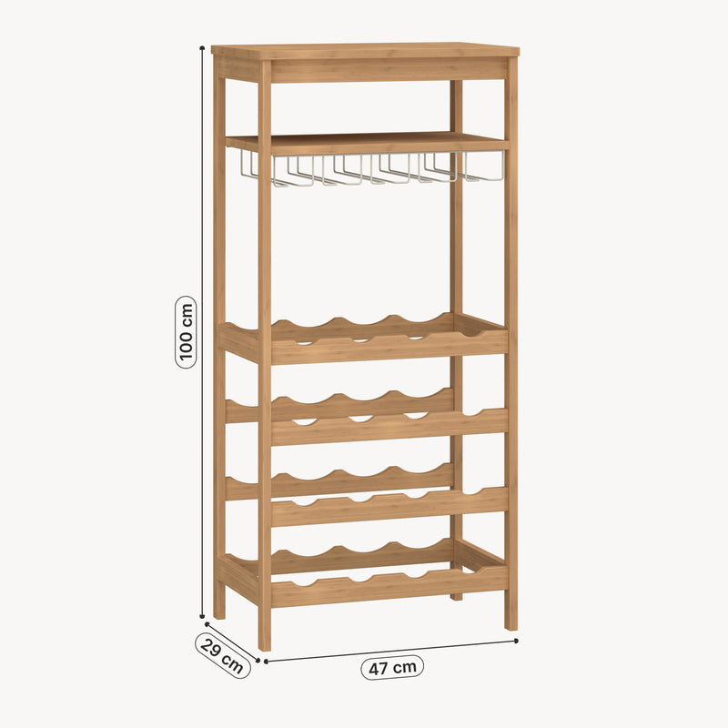 Målskitse Vinreol Fillby 100x47x29 cm Bambus Natur [en.casa]