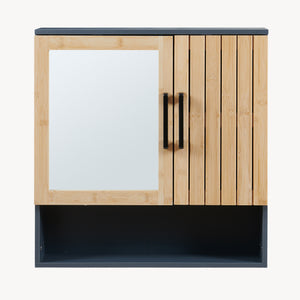 Spejlskab Svanes 58x56x13 cm Mørkegrå/Natur [en.casa]