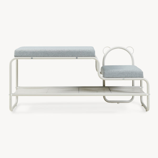 Skobænk med børnestol Jässaatka stål 100x32x46 cm grå [en.casa]