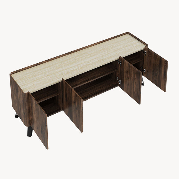 Tv-skab Trorlon 160x40x55 cm valnøddeoptik/travertin [en.casa]