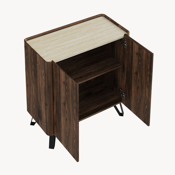 Kommode Trorlon 83x80x40 cm valnøddeoptik/travertin [en.casa]