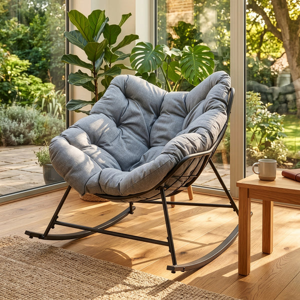Kurvestol Villeneuve 85x90x91 cm Sort/Grå [en.casa]