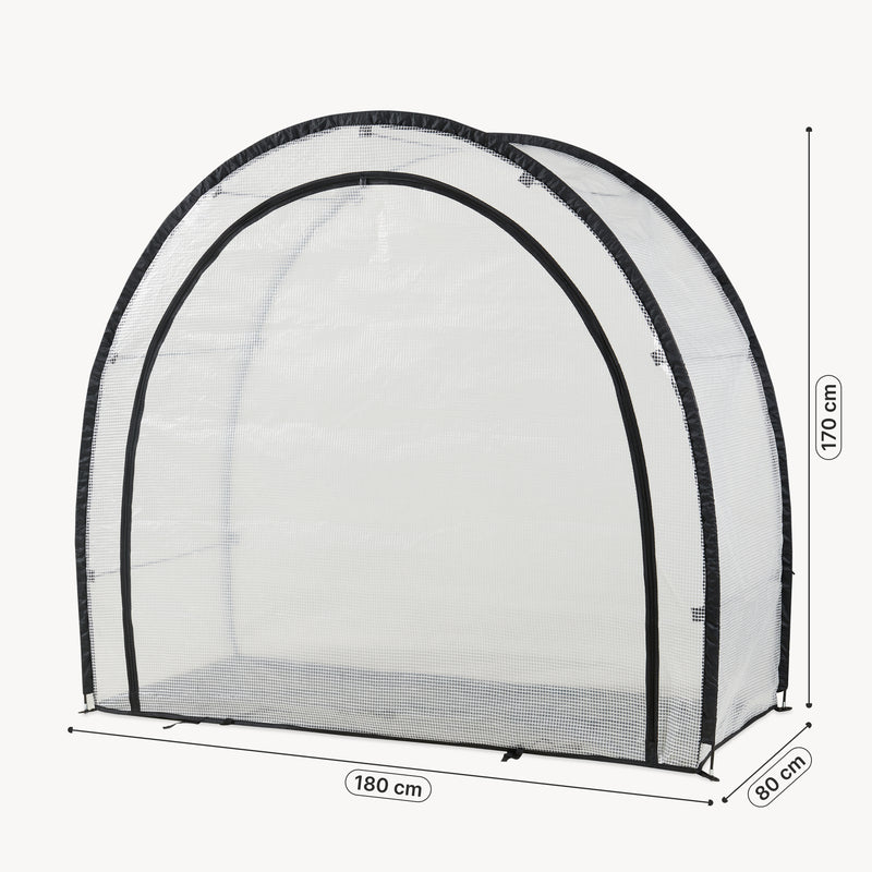 Målskitse Tomatplantehus af folie Larshasas 180x80x170 cm Transparent [en.casa]