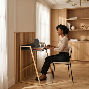 Skrivebord Kuomi 84x73x47 cm Beige/Mørkegrå [en.casa]