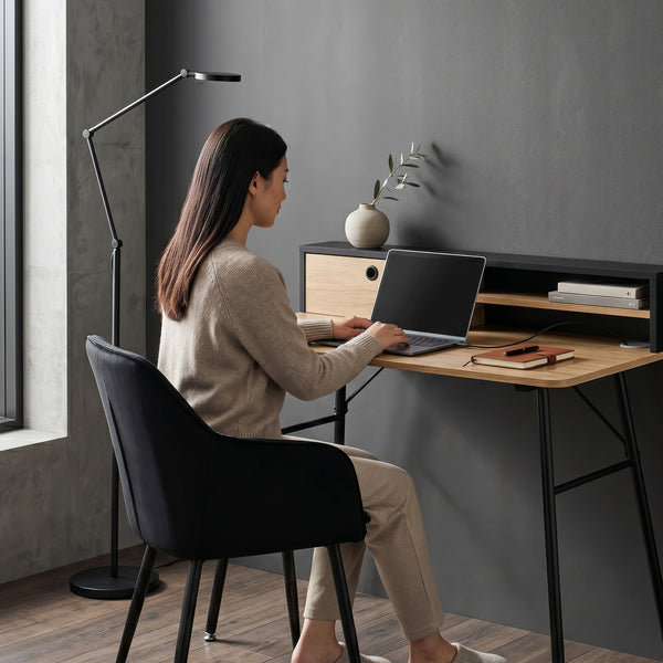 Skrivebord Var 93x90x50 cm Sort/Egeoptik [en.casa]