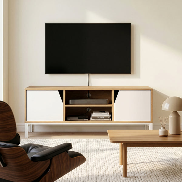 TV-skab Kerrköndam 120x40x46 cm Eg-look/Hvid [en.casa]