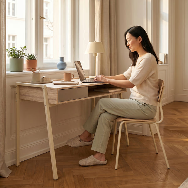 Skrivebord Boderas 107x55x78 cm Beige/Travertin [en.casa]
