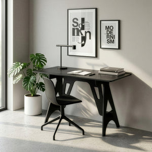 Skrivebord Bostenenna 120x60x75 cm Sort med træstruktur [en.casa]