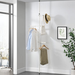 [en.casa]® Teleskopisk tøjstativ - justerbar - 110-305x30cm - hvid