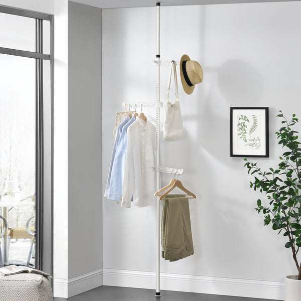 [en.casa]® Teleskopisk tøjstativ - justerbar - 110-305x30cm - hvid