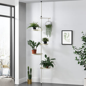 [en.casa]® Teleskopisk plante stativ - pulverlakeret metal - 110-305cm - hvid