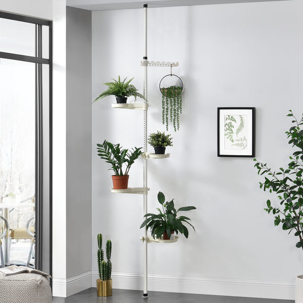[en.casa]® Teleskopisk plante stativ - pulverlakeret metal - 110-305cm - hvid