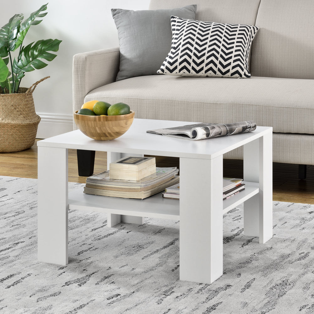Sofabord Aachen 60x60x40 cm med hylde Hvid en.casa - premiumXL