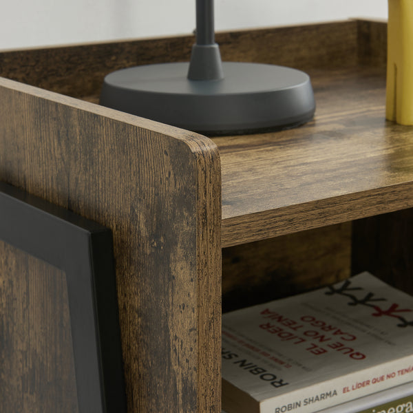 [en.casa] Stabelbart bord - 52x42x35cm - metal - spånplade - sort - træ farvet