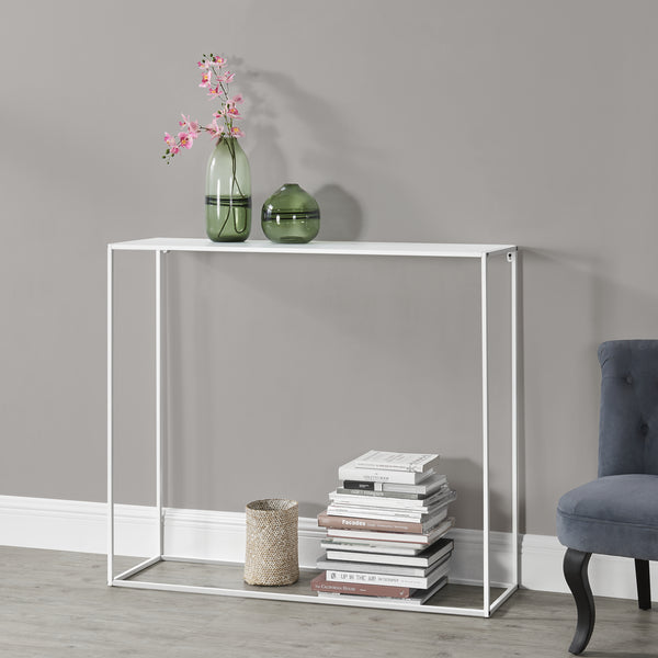 [en.casa]® Sidebord - aflastningsbord - 95x110x32cm - metal - ridsefast - sort