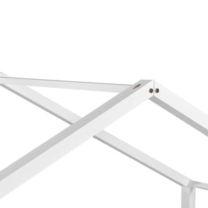 [en.casa]® Børneseng "Hus" med lamelbund - 200x90cm - fyrretræ - hvid (matt)