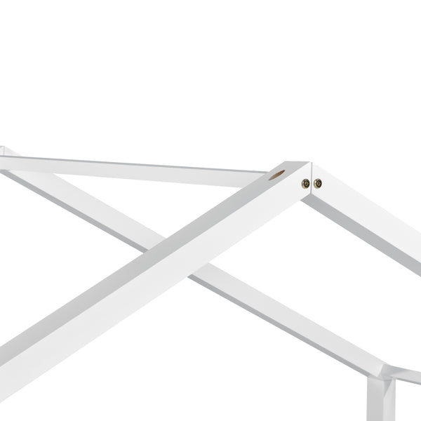 [en.casa]® Børneseng "Hus" med lamelbund - 200x90cm - fyrretræ - hvid (matt)
