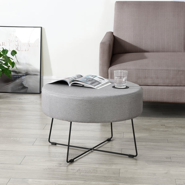 [en.casa] Sofabord - 40xØ60cm - tekstil/metal - grå/sort