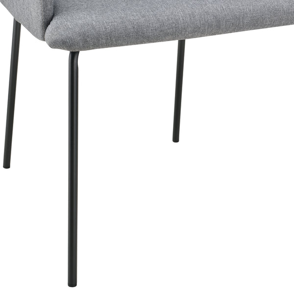 [en.casa] Polstret stol - 76x52x53cm - metal/tekstil - grå/sort