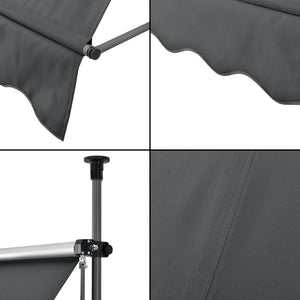 [pro.tec] ® Terrasse markise-uden borepulverbelagt ståljusterbar højde: 200-300 cm-antracit grå-grå-valgt model 