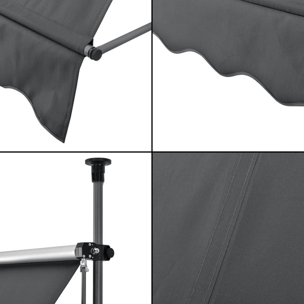 [pro.tec] ® Terrasse markise-uden borepulverbelagt ståljusterbar højde: 200-300 cm-antracit grå-grå-valgt model 