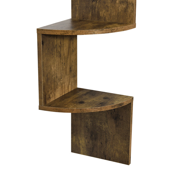 [en.casa] ® Zig zag-hylde-123x19,5x19,5 cm-valnød-efterligning-MDF-maks.15 kg 