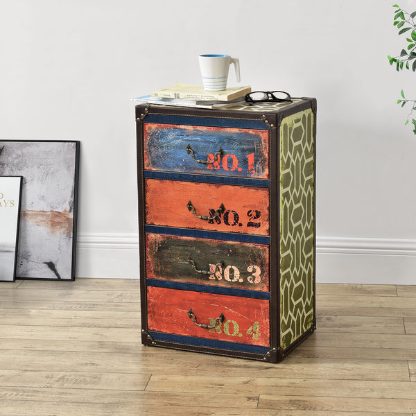 Kommode Geeste 66x40x30 cm med 4 skuffer i kunstlæder Flerfarvet en.casa