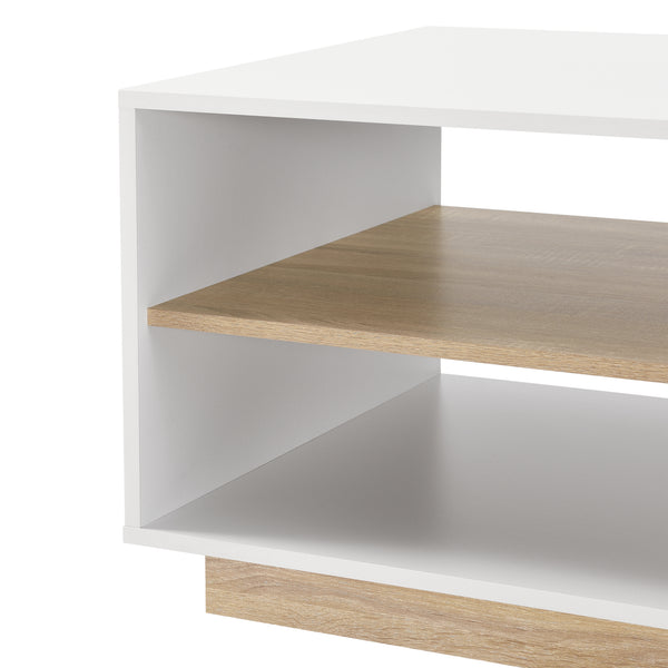 Sofabord Trelleborg 100x60x46 cm med 2 hylder hvid/eg en.casa